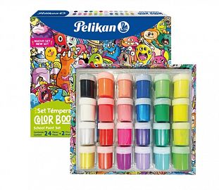 TEMPERA PELIKAN POTE 20ML COLOR BOOM SET X24 + PINCEL